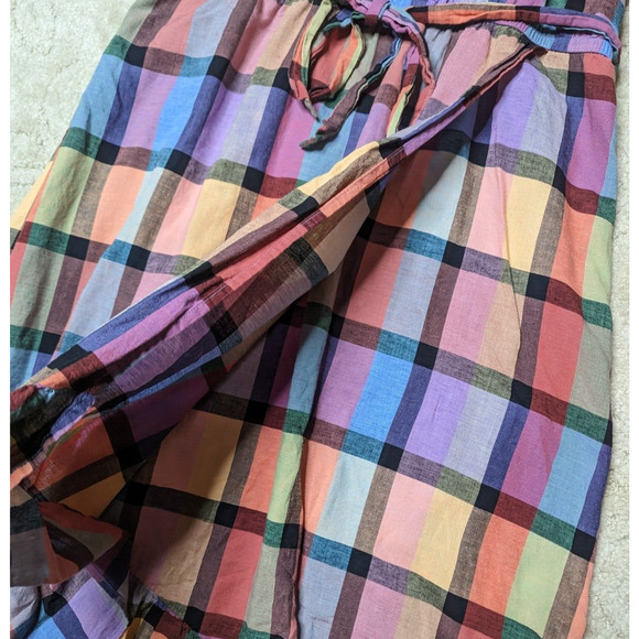Lane Bryant Pastel Rainbow Plaid Adjustable Strap Ruffle Hem Maxi Dress 20 - Picture 3 of 6